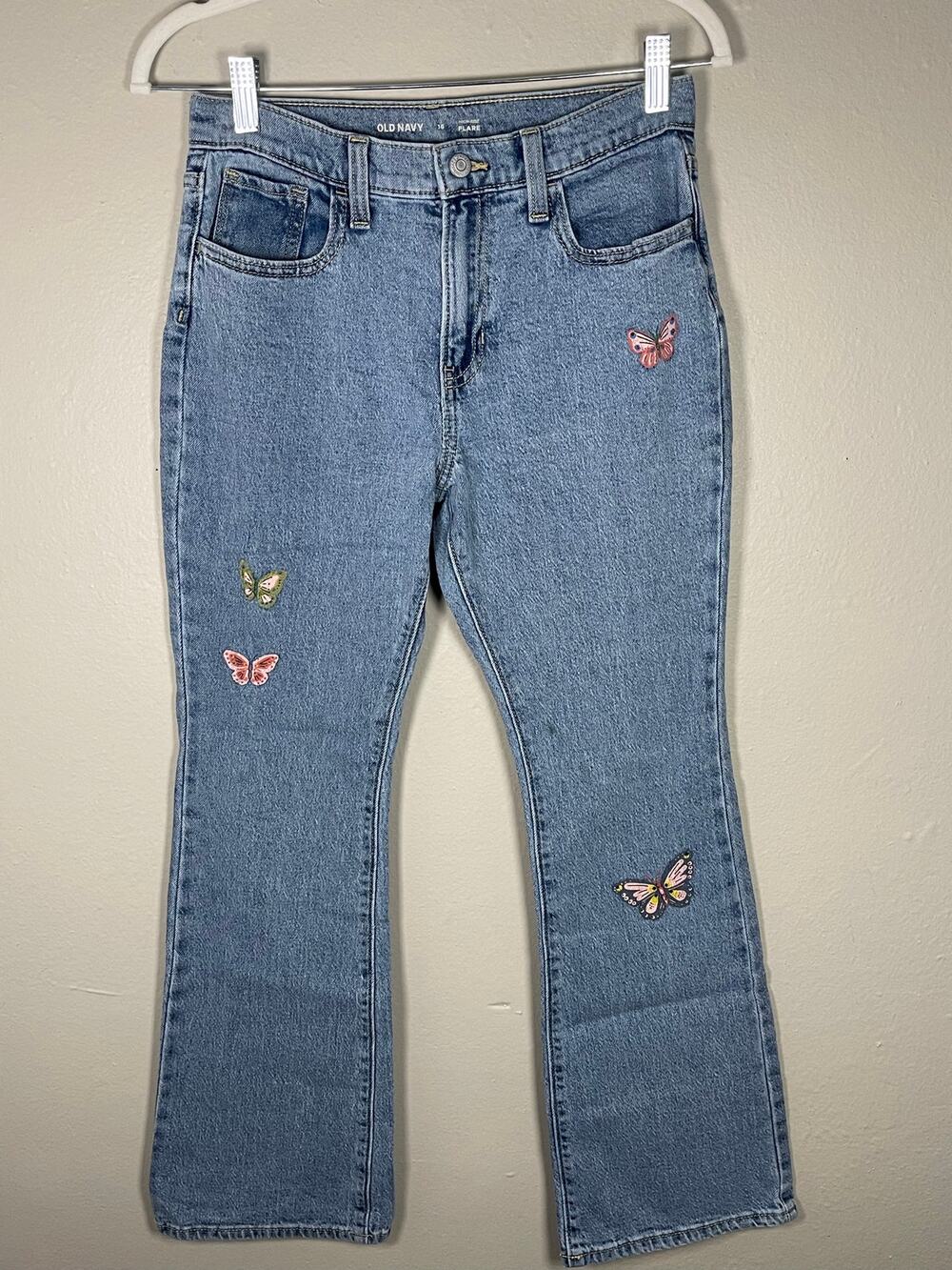 Girls Old Navy Light Wash Butterfly Jeans Sz 16